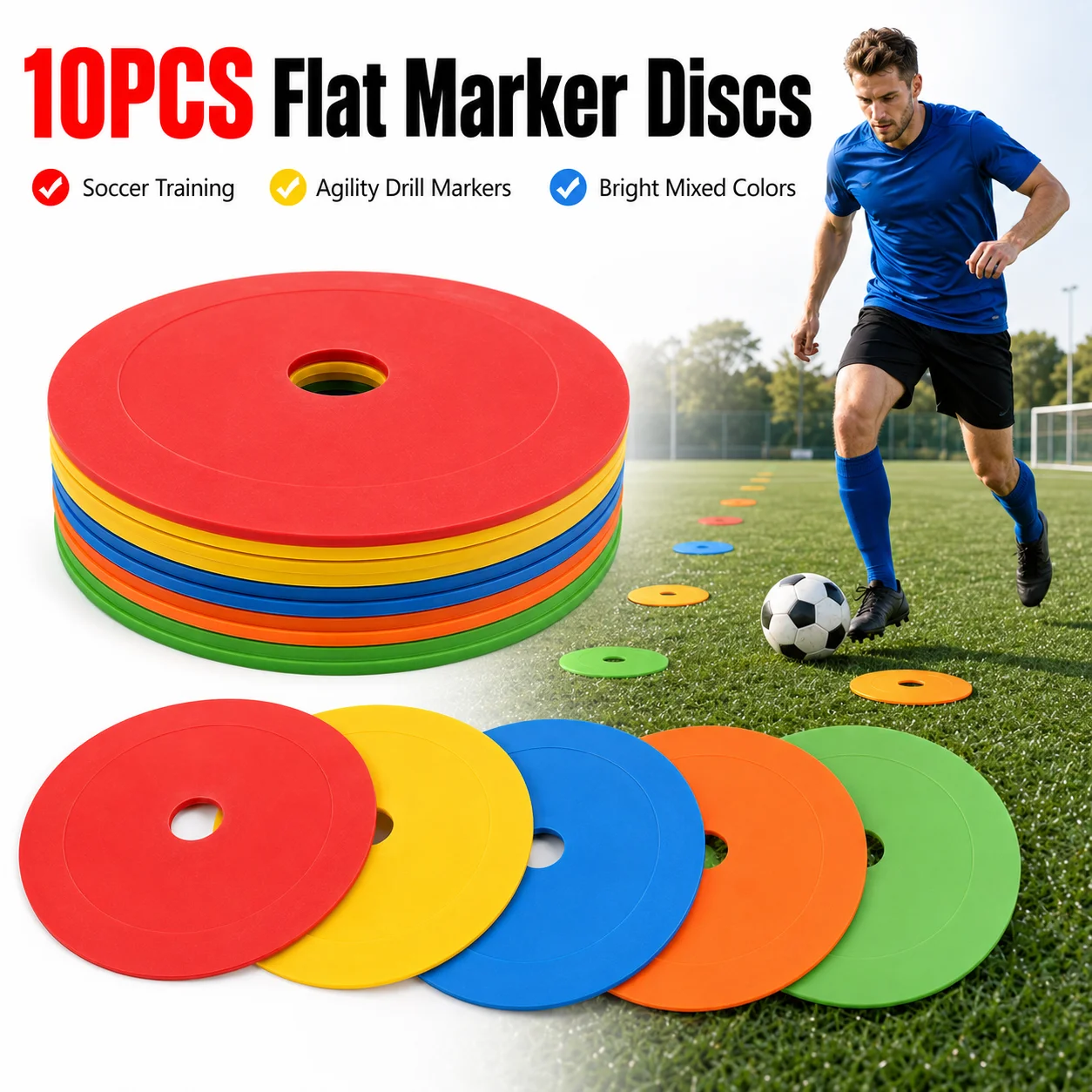 Football Training Cone - 10 Pezzi Dischi Segnaposto Piatto Rotondi